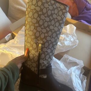 Coach Brown and Cream Ankle Boots